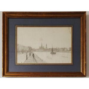 Auguste Anastasi (1820 - 1889), View Of Haarlem, The Banks Of The River Spaarne, C. 1855-1860