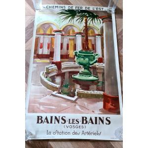 Very Rare Poster Chemin De Fer De L Est Bains Les Bains La Station