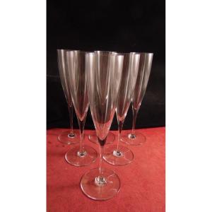 Service Of 6 Champagne Flutes In Baccarat Crystal Dom Perignon Model