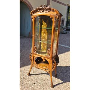 Walnut Display Case Art Nouveau Period Circa 1900