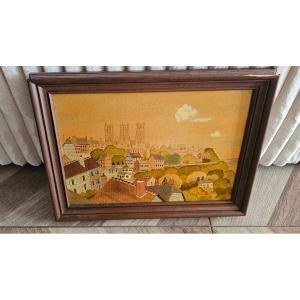 Oil On Wood Painting By Rodolphe Rousseau Naive Painter