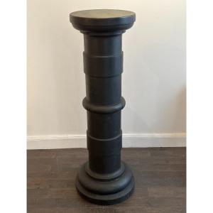 Modernist Style Blackened Wood Presentation Column.