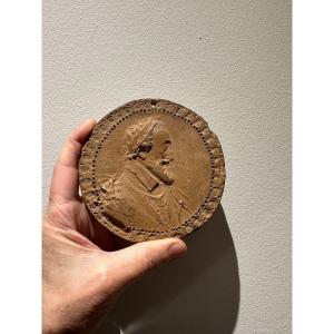 Medallion, Terracotta Sketch, Portrait Of Henri IV Signed Fp Belliard