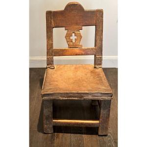 Ashanti (ghana) Chair In Wood And Leather Circa 1900