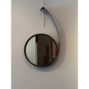 70s Steel Mirror In The Style Of Maria Pergay's Creations 