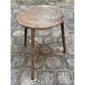 A Metal Tripod Pedestal Table From A Potter's Workshop