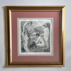 “thirst”, Original Engraving Signed Suzanne Tourte, 1930