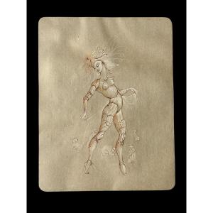 Lithograph By Léonor Fini (1907-1996) Feline Woman