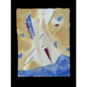 Bernard Alligand (born In 1953) — “body Of Light” Mixed Media On Handmade Paper 