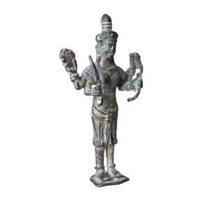 Four-armed Bronze Statuette – Khmer Art, Cambodia, 19th Century