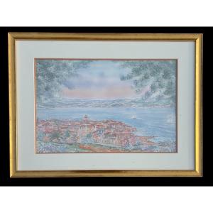 Fulvio Corrente – Panoramic View Of Saint-tropez, Original Watercolor