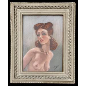 Art Deco Female Portrait Signed Joffre – Pastel Circa 1930/40