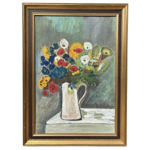 Bouquet Of Flowers – Oil On Canvas Circa 1950