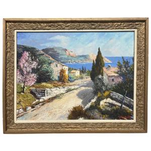 Jean Vincent-viry (1920–2011) – Coastal Landscape In Mediterranean Light – Oil On Panel