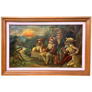Rolf Kammann – Cricket Concert For Elves – Large Oil Painting Circa 1950