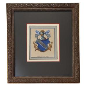 Coat Of Arms Of The Capizucchi Di Roma Family, Framed – Italy, 20th Century