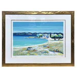 Painting Signed Kerfily – Mediterranean Bay, Silkscreen Artist's Proof
