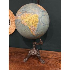 J. Forest Terrestrial Globe – Circa 1900 – Large Model On A Sculpted Cast Iron Base