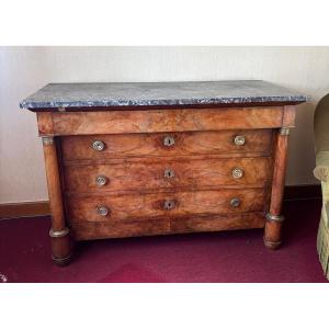 Empire-style Walnut Chest Of Drawers, Early 19th Century