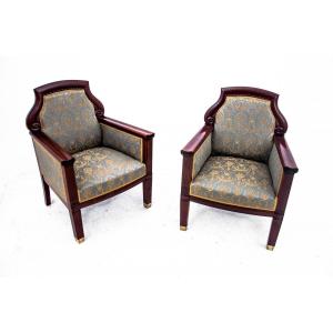 A Pair Of Empire Armchairs, Northern Europe, Circa 1870. After Renovation.