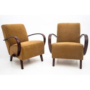 A Pair Of Art Deco Armchairs By J. Halabala From The 1930s, Czech Republic.