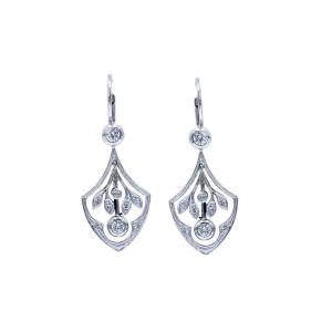 Art Nouveau Earrings In Gold And Diamonds, Austria-hungary, Early 20th Century.