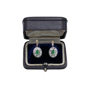 Antique Earrings In The Shape Of A Rosette, Russia, Mid-20th Century.