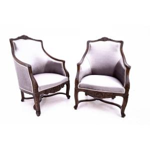 Gray Louis XV Armchairs, France, Circa 1890.