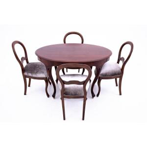 Antique Table With Chairs, Northern Europe, Circa 1870. After Renovation.