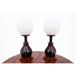 A Pair Of Art Deco Lamps, Poland, 1950s.
