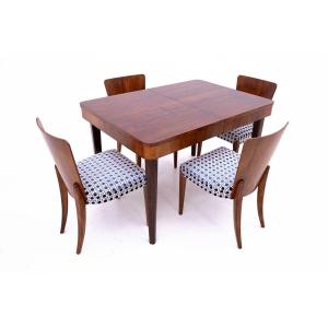 Table With Chairs Designed By J. Halabal Dating From The 1930s, Czechoslovakia. After Renova