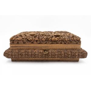 Rose Shaped Carved Wooden Jewelry Box