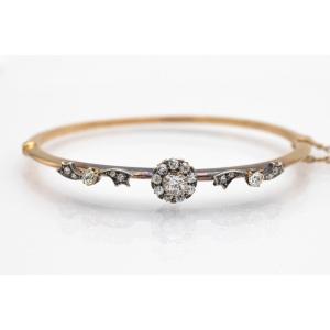 Old Gold Bracelet With Old European Cut Diamonds 1,40ct