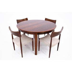 Round Table With Four Chairs From The 1960s, Denmark.