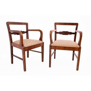 Pair Of Art Deco Armchairs From The 1940s, Poland.