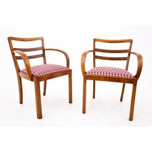 A Pair Of Art Deco Armchairs, Poland, Mid 20th Century.