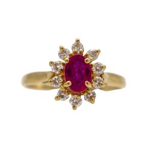 Antique Gold Ring With Rubies And Diamonds, France.