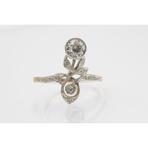 Charming Art Nouveau Ring, 0.70 Ct Old Brilliant, Austria-hungary, Early 20th Century
