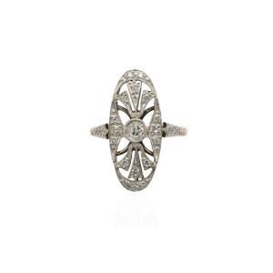 Unique Art Deco Ring With Diamonds, Hungary, 1930s/1940s