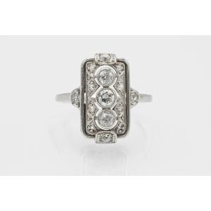 Art Deco Gold Ring With Diamonds, 1940s