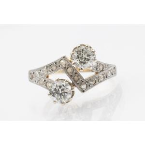 Toi Et Moi Ring With Brilliant-cut And Pink Diamonds 0.88 Ct