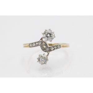 Art Nouveau "you And Me" Ring With Diamonds, Early 20th Century.