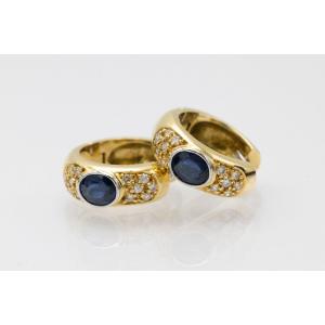 Vintage Gold Earrings With Sapphires And Diamonds.