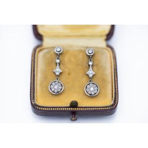 Antique Diamond Drop Earrings, Netherlands, First Half Of The 20th Century