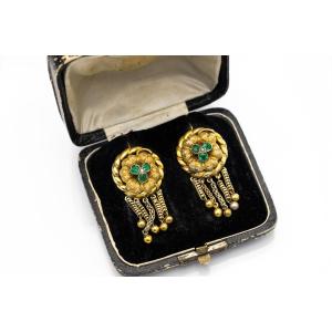 Antique Biedermeier Earrings, Austria-hungary, Late 19th Century