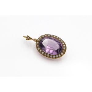 Antique Pendant Adorned With Amethysts And Pearls, Early 20th Century