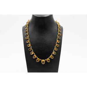Antique Rivière Necklace With Citrine, Early 20th Century.
