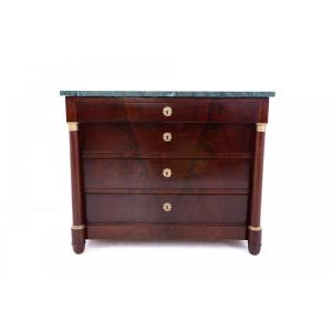 Empire-style Chest Of Drawers With A Marble Top, 19th Century, France.
