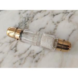 Double Salt And Perfume Bottle In Glass And Vermeil Solid Silver. France XIX - XX.
