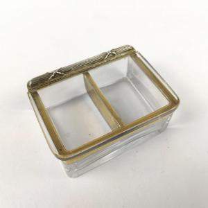 Interesting Double Box Or Box In Glass, Sterling Silver And Vermeil. St. Louis XVI